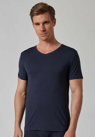 Skiny Men Bamboo V-Shirt Crown Blue 080317 | 23775