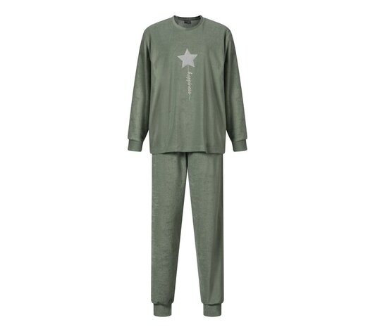 Lunatex Dames Badstof Pyjama Groen 12-4230 | 30764