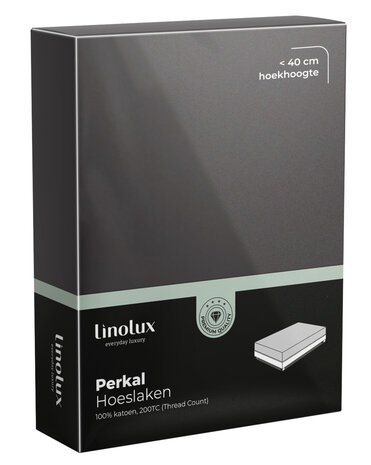 Linolux Perkal Katoen Hoeslaken Anthracite | 31749-31750-31751