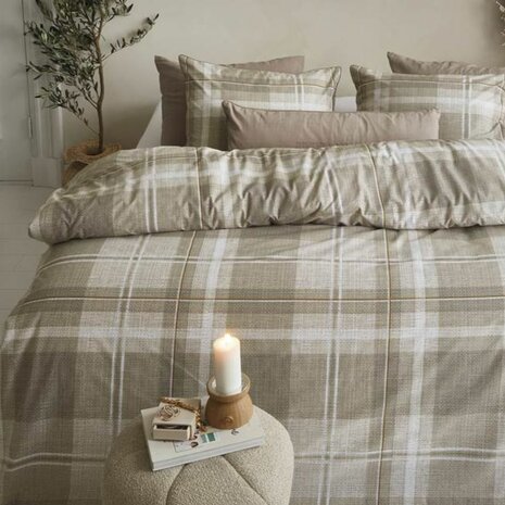 Rivièra Maison Dekbedovertrek Tartan Check Sand 32345