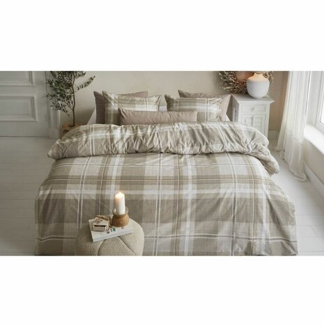 Rivièra Maison Dekbedovertrek Tartan Check Sand 32345