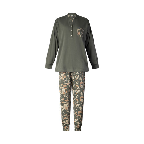 Lunatex Dames Double Jersey Pyjama Donkergroen 12-4259 | 32129