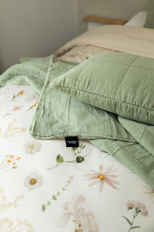 Linolux Sprei Stonewashed Blocks Mineral Green LNX SPREI STONMN | 32222
