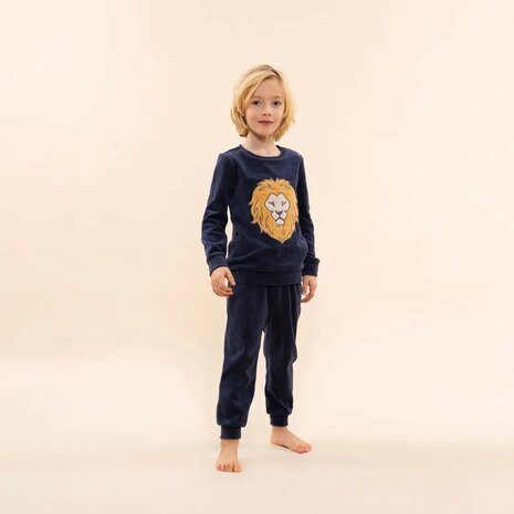 Charlie Choe Jongens Velours Pyjama Navy O57057-42 | 32315