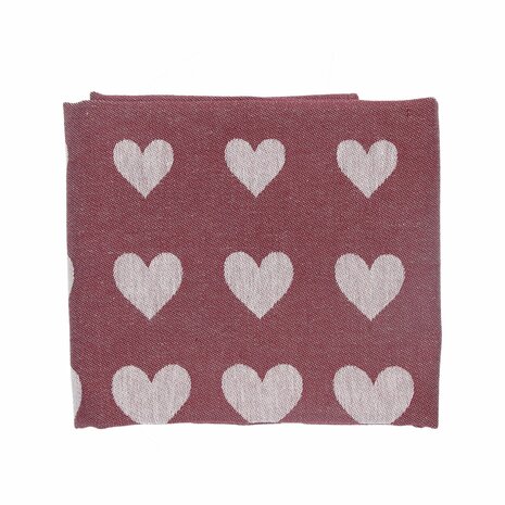 Bunzlau Castle Theedoek Hearts Burgundy 6413 | 32441