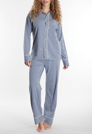 Tom Tailor Dames Doorknoop Pyjama Blauw 60362-6061-623 | 32425