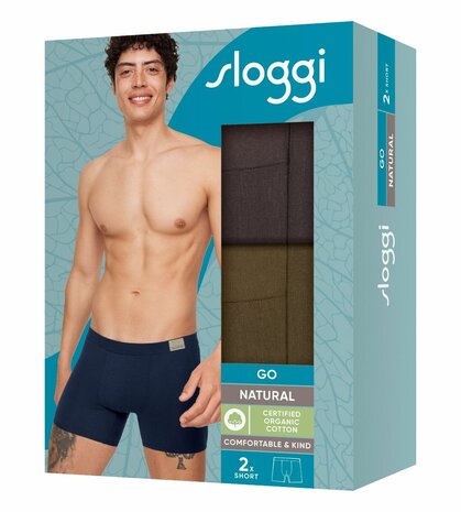 Sloggi Men Go Natural Short 2-Pack Brown 10214598-M004 | 27857