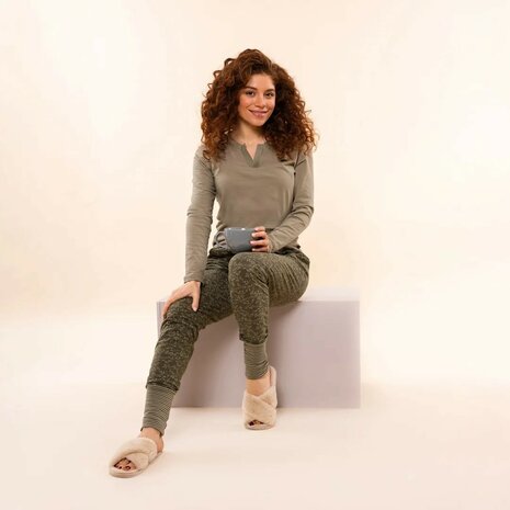 Charlie Choe Dames Broek Dark green O57107-38 | 32304