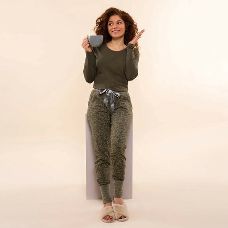 Charlie Choe Dames Broek Dark green O57107-38 | 32304