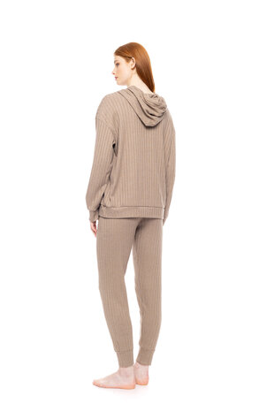 Pink Label Dames Pyjama Warm Stripes Sand W1827 | 32538