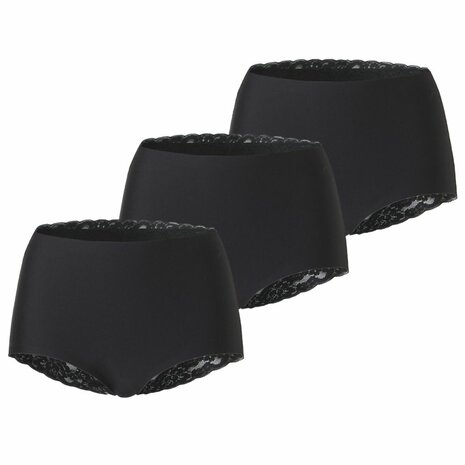 Ten Cate Women Secrets High Waist Brief Lace Back 3-Pack Black 60828-090 | 32665