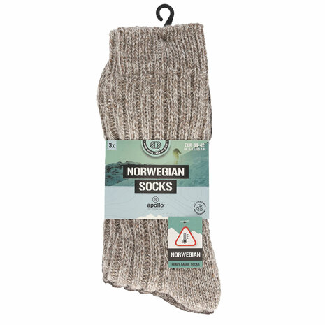 Apollo Noorse Heren Sokken 3-Pack Bruin 124010000 | 32710