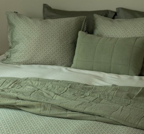 Linolux Kussenhoes Stonewashed Blocks Mineral Green SPREIKHS STONMN | 32225