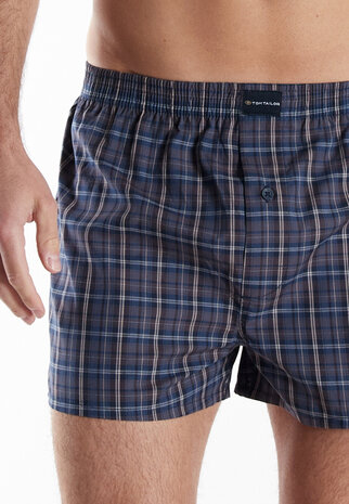 Tom Tailor Heren Woven Boxer 2-Pack Blauw Ruit 75282-524 | 32831
