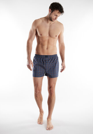 Tom Tailor Heren Woven Boxer 2-Pack Blauw Ruit 75282-524 | 32831
