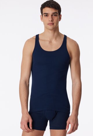 Schiesser Men Original Classics Feinripp Singlet 0/0 2-Pack Navy 005121 | 32887