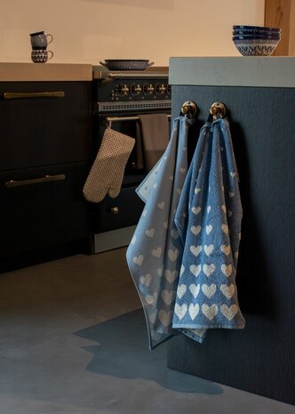 Bunzlau Castle Keukendoek Hearts Grey Blue 5447 | 33107