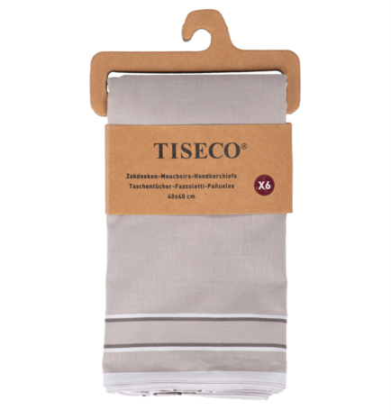 Tiseco Heren Zakdoeken 6P Grey 7030 | 33454