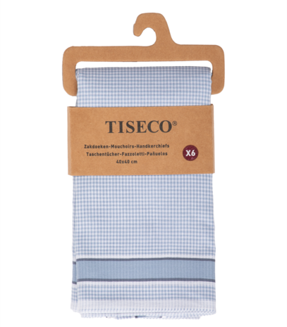 Tiseco Heren Zakdoeken 6P Indigo 7040 | 33460