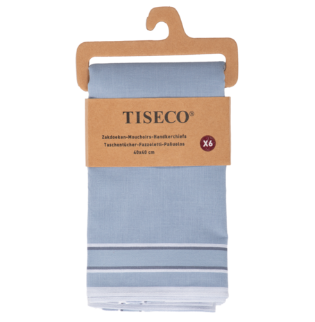 Tiseco Heren Zakdoeken 6P Indigo 7030 | 33461
