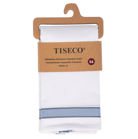 Tiseco Heren Zakdoeken 6P Indigo 7020 | 33462