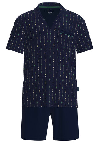 G&ouml;tzburg Heren Doorknoop Shortama Dark Blue 452368-4009-635 | 33602