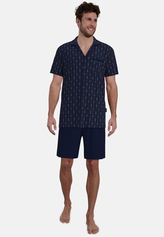 G&ouml;tzburg Heren Doorknoop Shortama Dark Blue 452368-4009-635 | 33602