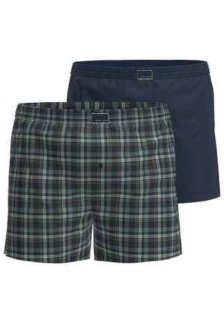 Tom Tailor Heren Pure Cotton Boxer 2-Pack Blue Green 75293-5100-624 | 33390