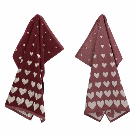 Bunzlau Castle Theedoek Hearts Burgundy 6413 | 32441
