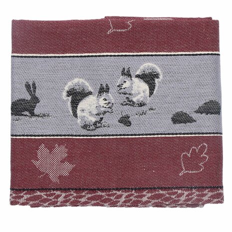 Bunzlau Castle Theedoek Forest Animals Burgundy 6431 | 33373