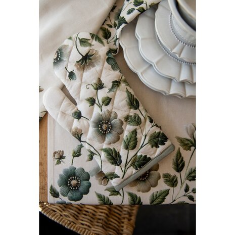 Clayre & Eef Ovenwant Flowers Creme Green GTB44 | 33539
