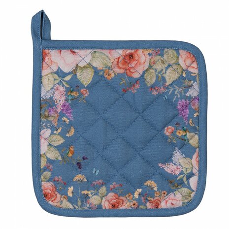 Clayre & Eef Pannenlap Flowers Blue FFA45BL| 33545