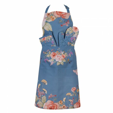 Clayre & Eef Keukenschort Flowers Blue FFA41BL| 33544
