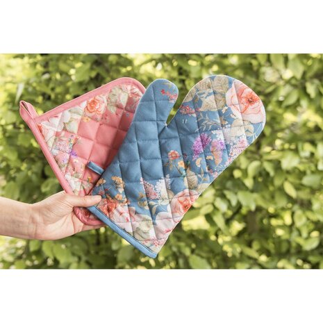 Clayre & Eef Ovenwant Flowers Blue FFA44BL| 33543