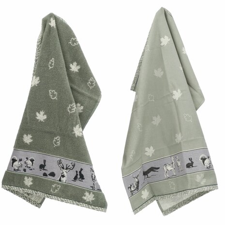 Bunzlau Castle Keukendoek Forest Animals Dark Green 6428 | 33374