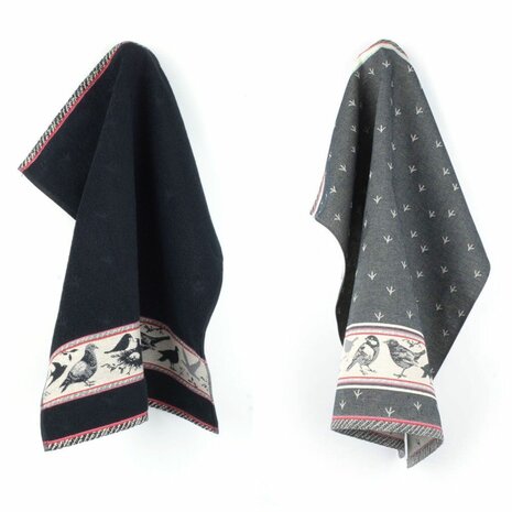 Bunzlau Castle Keukendoek Birds Black 6063 | 21754