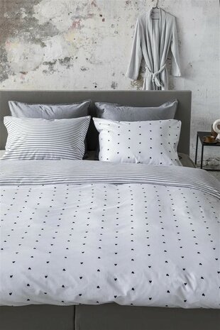 VT Wonen Dekbedovertrek Striped Love White 33784