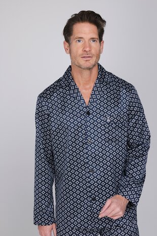Robson Heren Doorknoop Pyjama Dark Blue 122262-800-1 | 34101