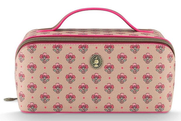 Pip Studio Cyrille Cosmetic Bag Medium Jaipur Flower Sand/Pink W26-PIP51.274.314-UNI | 34255