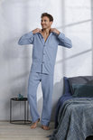 Robson Heren Flanellen Doorknoop Pyjama Blue 27212-708-6 | 25206