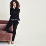Charlie Choe Dames Velours Broek Zwart F41160-38 | 25178