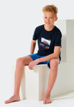 Schiesser Jongens Shortama Donkerblauw 26177