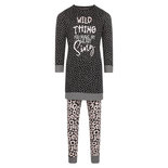 Charlie Choe Meisjes Pyjama Long Pullover Set Zwart Panter F41027-41 | 25019