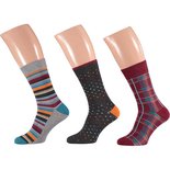 Apollo Heren Sokken 3-Pack Grijs/Bordeaux 25467
