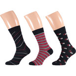 Apollo Heren Sokken 3-Pack Navy/Bordeaux 25780