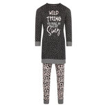 Charlie Choe Meisjes Pyjama Long Pullover Set Zwart Panter F41027-41 | 25019