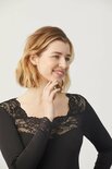 Ysabel Mora Dames Thermo Long Sleeve T-Shirt Lace Black 70005 | 27331