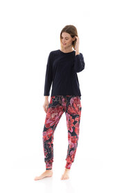 Pink Label Dames Pyjama Magenta Flower W1367 | 29219