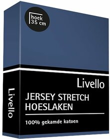 Livello Jersey Stretch Hoeslaken Denim HLJ155-277DEN | 17481