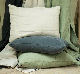 Linolux Kussenhoes Stonewashed Blocks Mineral Green SPREIKHS STONMN | 32225